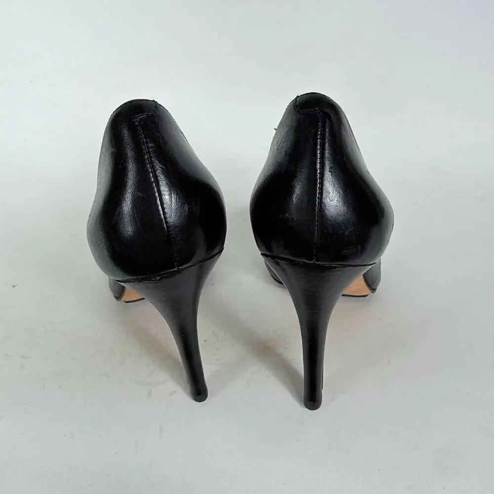 Cole Haan Stiletto Pump Women's 9 Black Leather Slip-On Round Toe Comfort